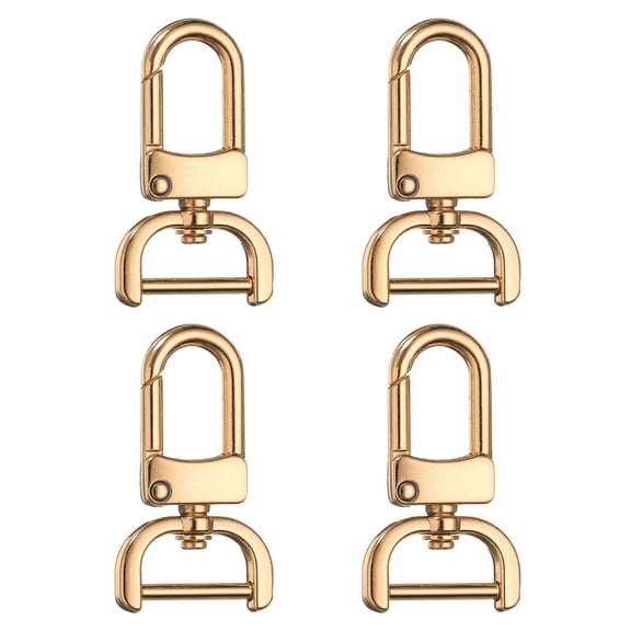 Uxcell 4pcs Detachable Snap Hook Swivel Clasp 3/4" Metal D-Rings Clasp, Light Gold