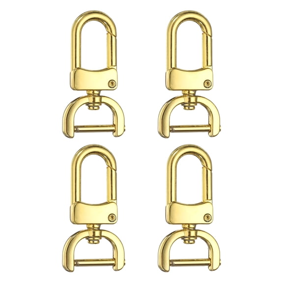 Uxcell 4pcs Detachable Snap Hook Swivel Clasp 5/8" Metal D-Rings Clasp, Gold