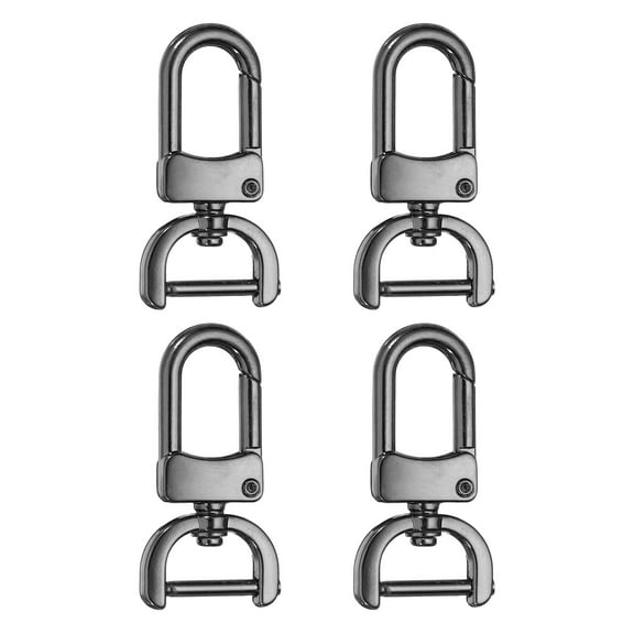 Uxcell 4pcs Detachable Snap Hook Swivel Clasp 5/8" Metal D-Rings Clasp, Gunmetal