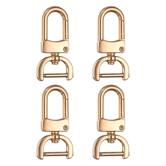 Uxcell 4pcs Detachable Snap Hook Swivel Clasp 5/8" Metal D-Rings Clasp, Light Gold