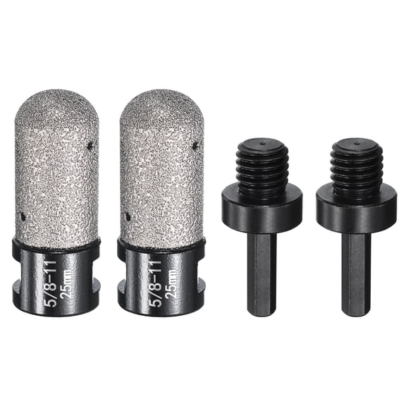 Uxcell 4pcs Diamond Finger Shaped Milling Bit 25mm 2 Holes with 5/8"-11 Thread, Black