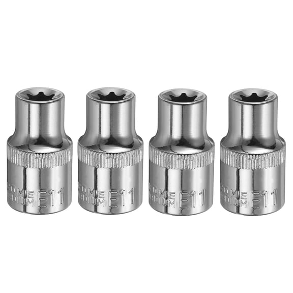 Uxcell 4pcs E-Torx Socket 1/2" Drive E11 External Torx Deep Socket CR-V Star Socket 1.5" Length