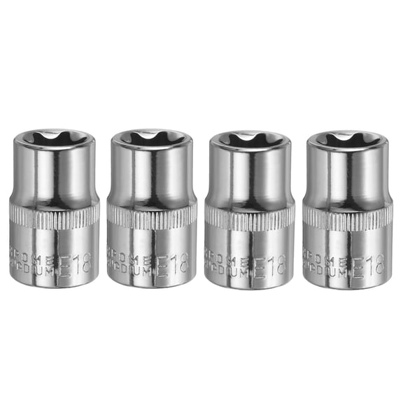 Uxcell 4pcs E-Torx Socket 1/2" Drive E18 External Torx Deep Socket CR-V Star Socket 1.5" Length