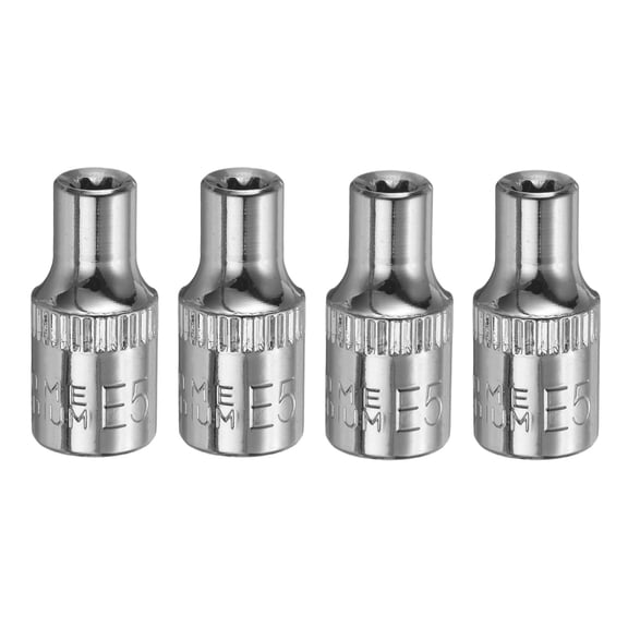 Uxcell 4pcs E-Torx Socket 1/4" Drive E5 External Torx Deep Socket CR-V Star Socket 1" Length