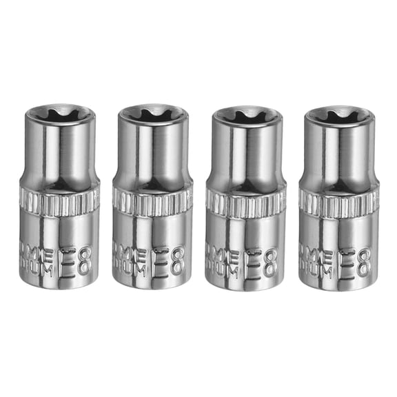 Uxcell 4pcs E-Torx Socket 1/4" Drive E8 External Torx Deep Socket CR-V Star Socket 1" Length