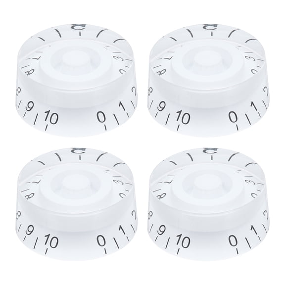 Uxcell 4pcs Electric Guitar Knobs White Speed Volume Tone Control Knob 1.03x0.45 inch Guitar Adjust Knobs Caps for Electric Guitar Parts Replacement (White-Black Word)