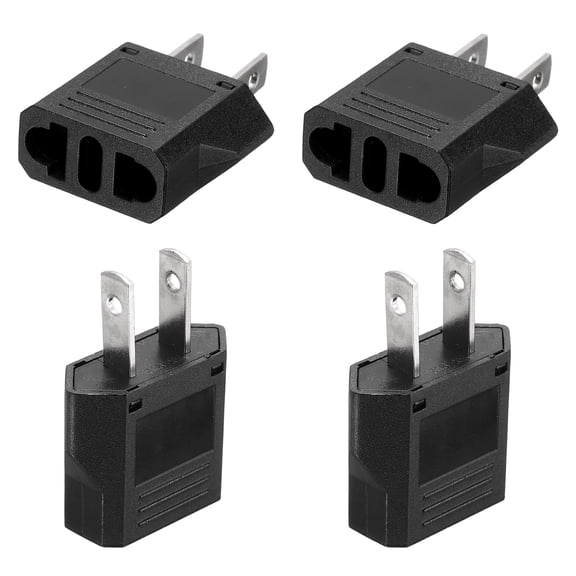 Uxcell 4 PCS European to US Plug Adapter, EU to US/CA/AU/JP Power Outlet Adapters Plug Travel Charger Converter, Black