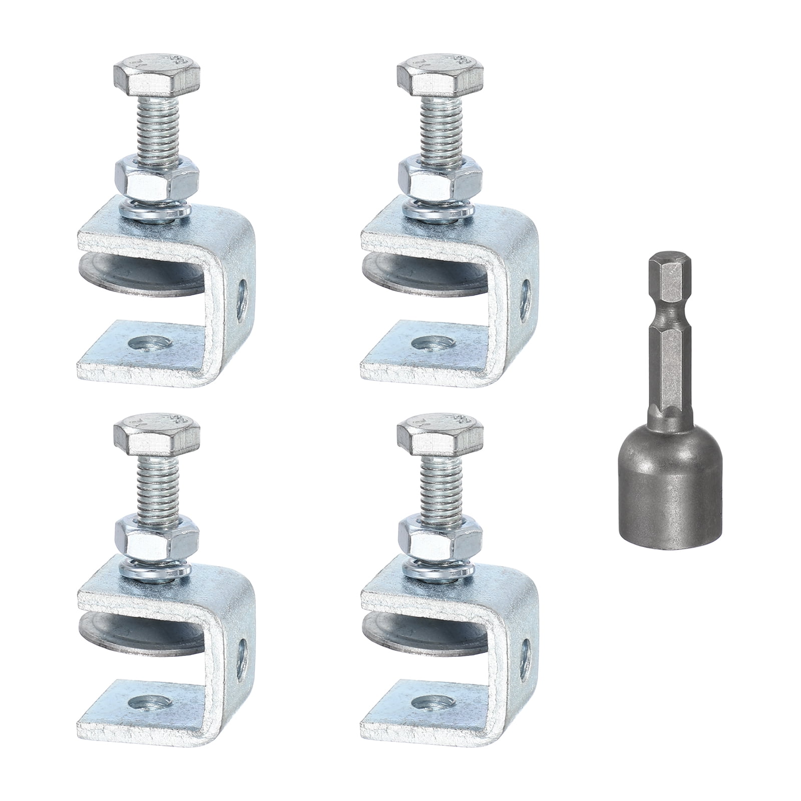 Uxcell 4pcs Galvanized Carbon Steel C Clamps 3/4"(20mm) Wide Jaw Opening Heavy Duty Adjustable U Clamp with Socket for Woodworking Welding Building Household Mounting