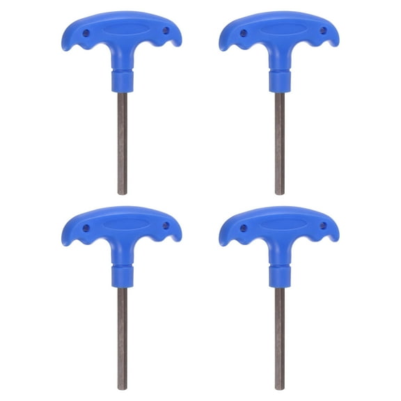 Uxcell 4pcs H6 T-Handle Hex Key Wrench 6mm S2 Steel T-Key Inner Hexagon Spanner Repair Tool