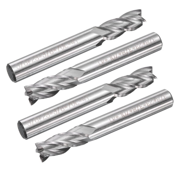 Uxcell 4Pcs HSS-AL 3/8" Cutting Dia 3/8" Shank 4 Flutes End Mill Milling Cutter Router Bits Upcut Spiral Milling Cutter Tool for Wood MDF Engraving