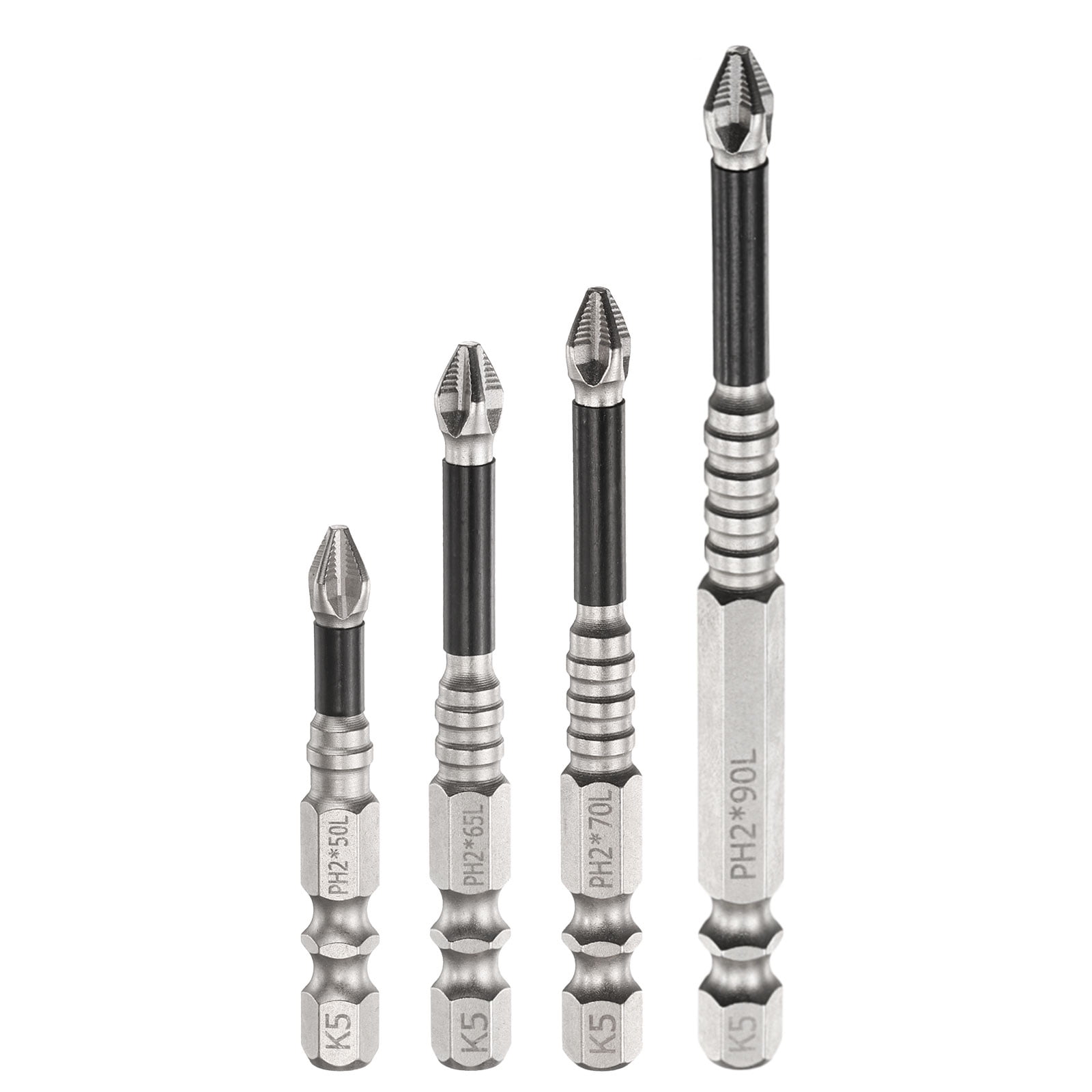 Uxcell 4pcs Impact Phillips Screwdriver Bit Set PH2 (#2) Anti Slip Tip ...