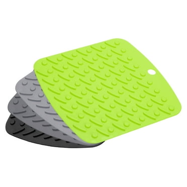 Uxcell 4pcs Kitchen Coasters Cup Mat Table Pad Silicone Heat Resistant Trivet Mat-Black/Dark Grey/Light Grey/Green