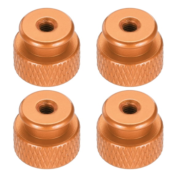 Uxcell 4pcs Knurled Thumb Nut, M3 12mm OD 10mm Height 6061 Anodized Aluminium Alloy Hand Screw Nut, Metal Chassis Screw for Machinery, DIY Assembly, Electronics, Dark Orange
