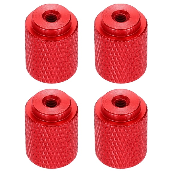 Uxcell 4pcs Knurled Thumb Nut, M3 12mm OD 16mm Height 6061 Anodized Aluminium Alloy Hand Screw Nut, Metal Chassis Screw for Machinery, DIY Assembly, Electronics, Wine Red