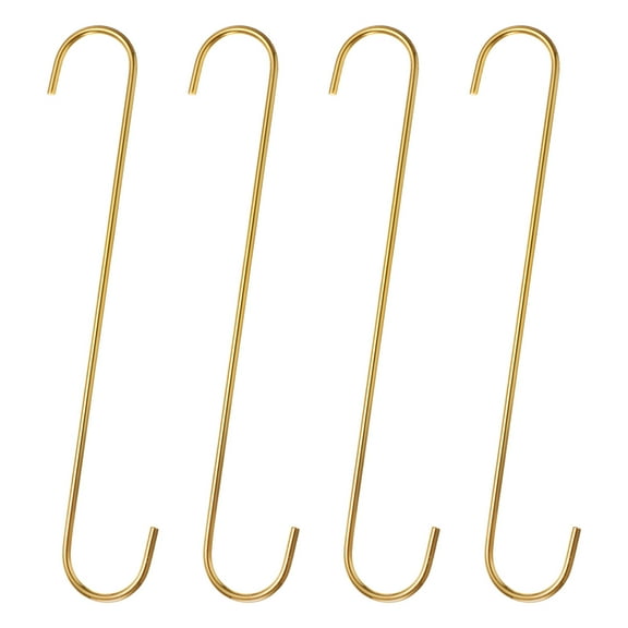 Uxcell 4pcs Long S Hooks 12 Inch S-shaped Hanging Hooks Extension S Hook for Hanging Plant Kitchenware Gold