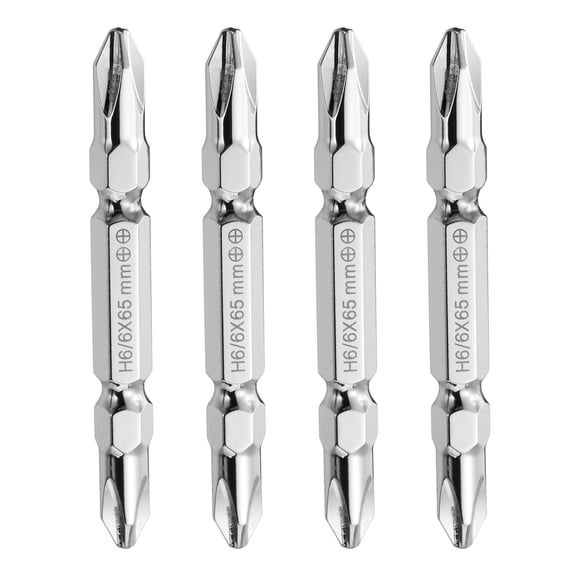 Uxcell 4pcs Magnetic Double Ended Screwdriver Bit 6mm PH2 2.56"/65mm 1/4" Shank Phillips Cross Screw Driver Bit