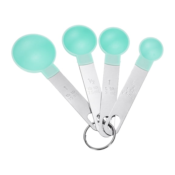 Uxcell 4pcs Measuring Spoon Set 1/2tsp 1tsp 1/2tbsp 1tbsp Teaspoon Tablespoon Stainless Steel Measure Scoop Cup Kitchen Gadgets for Cooking Baking, Blue