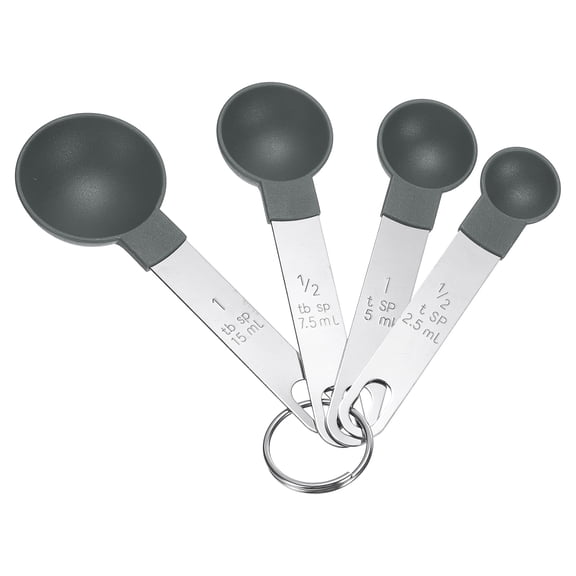 Uxcell 4pcs Measuring Spoon Set 1/2tsp 1tsp 1/2tbsp 1tbsp Teaspoon Tablespoon Stainless Steel Measure Scoop Cup Kitchen Gadgets for Cooking Baking, Gray