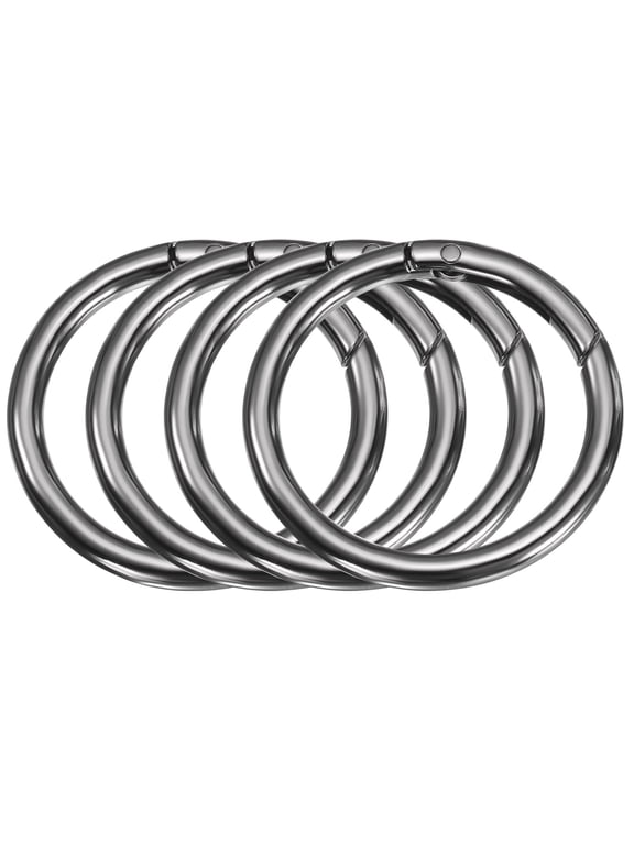 4pcs Metal Spring O Rings 1.5" Trigger Spring Keyrings Buckle Round Snap Clip for DIY Keychains Bag Purse Handbag Black