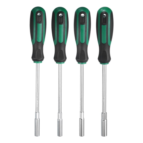 Uxcell 4pcs Metric Nut Driver 5/5.5/6/7mm Dia CR-V 6 Point Hex Socket Wrench Screwdriver with Non-Slip Handle