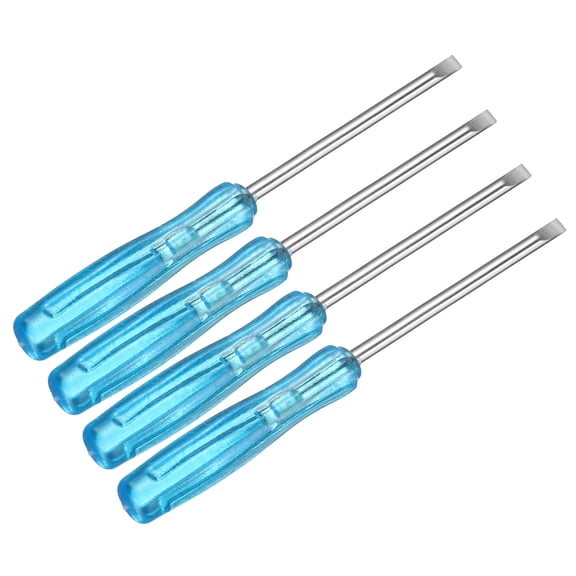 Uxcell 4pcs Mini Slotted Screwdriver 2.0mm 65mm Length Micro Precision Flat Head Screw Driver with Non-Slip Handle for Watch Eyeglasses Electronics Small Appliances Repair