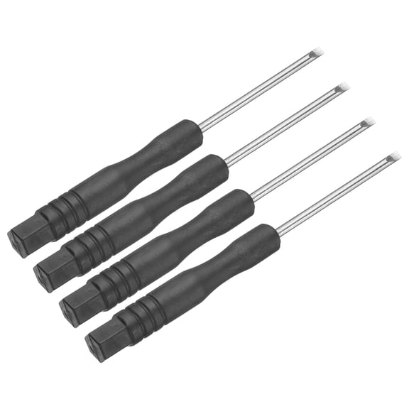 Uxcell 4pcs Mini Slotted Screwdriver 2.0mm 82mm Length Micro Precision Flat Head Screw Driver with Non-Slip Black Handle for Watch Eyeglasses Electronics Small Appliances Repair
