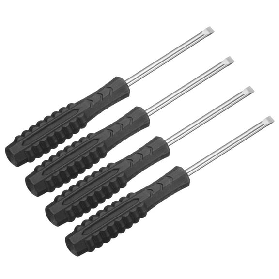 Uxcell 4pcs Mini Slotted Screwdriver 3.0mm 98mm Length Micro Precision Flat Head Screw Driver with Non-Slip Handle for Watch Eyeglasses Electronics Small Appliances Repair