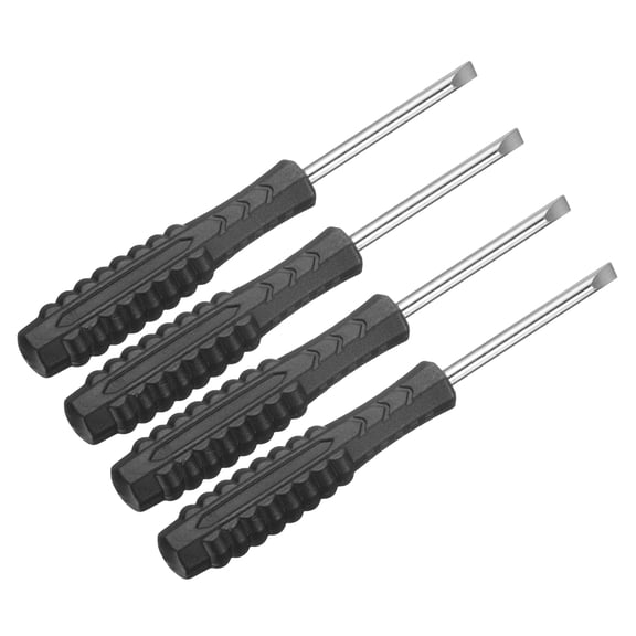 Uxcell 4pcs Mini Slotted Screwdriver 4.0mm 115mm Length Micro Precision Flat Head Screw Driver with Non-Slip Handle for Watch Eyeglasses Electronics Small Appliances Repair