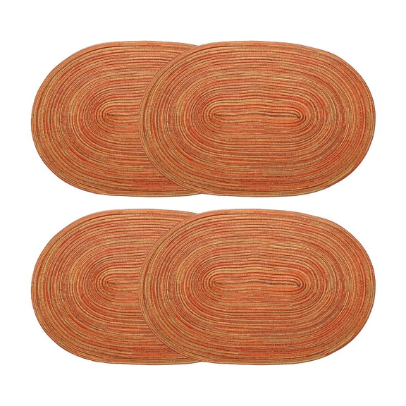 Uxcell 4pcs Oval Braided Placemats 20" Non-Slip Oval Table Mats for Dining Tables Washable Heat Insulation Woven Placemats, Orange