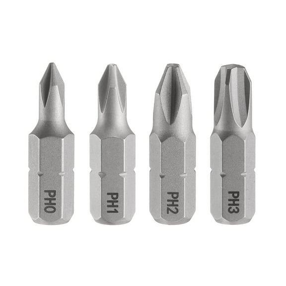 Uxcell 4pcs PH0/PH1/PH2/PH3 Phillips Screwdriver Bit 1/4" Hex Shank 25mm/1" Length Magnetic Cross Head Hex Bits S2 Steel Screw Driver Bit