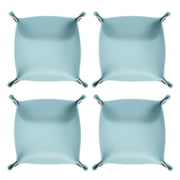 Uxcell 4pcs PU Leather Valet Tray Unisex Folding Small Catchall Tray, Light Blue