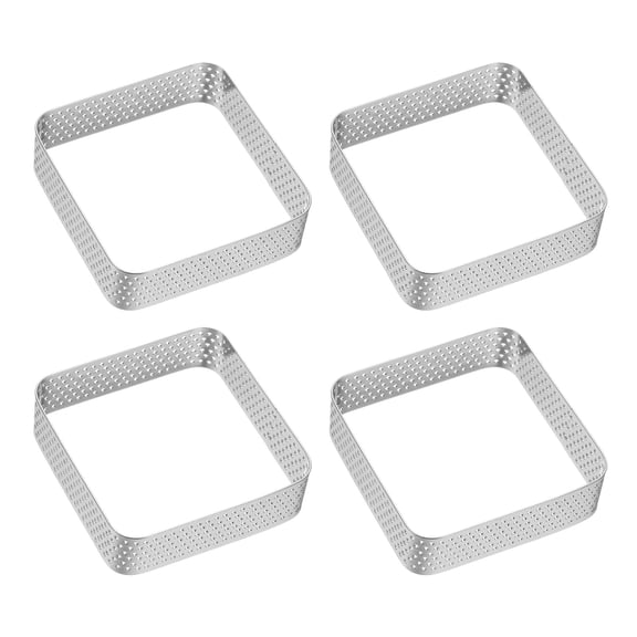 Uxcell 4pcs Perforated Cake Rings 2.76" Stainless Steel Square Tartlet Ring