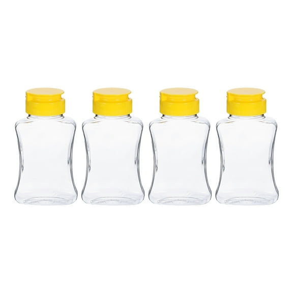 Uxcell 4pcs Plastic Bottles 6oz Leakproof Squeeze Sauce Jars with Flip Lid for Storing Dispensing Syrups Ketchup