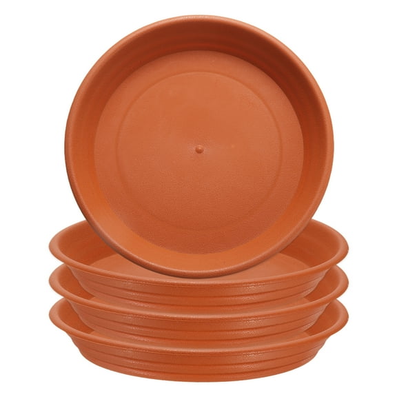Uxcell 4pcs Plastic Plant Saucer 7" Round Drip Tray Flower Pot Saucer, Pottery Red