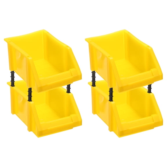 Uxcell 4pcs Plastic Shelf Bins 8.3" x 5.1" x 4.3" Wall Mounted Storage Bins, Yellow