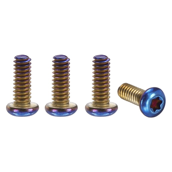 Uxcell 4pcs Pocket Clip Screws T6 Torx Head 2-56UCN 6mm Thread Length Folding Knife Fasteners Stainless Steel Electroplated Shaft Pivot Pins Screws for Blade Fixing, Blue