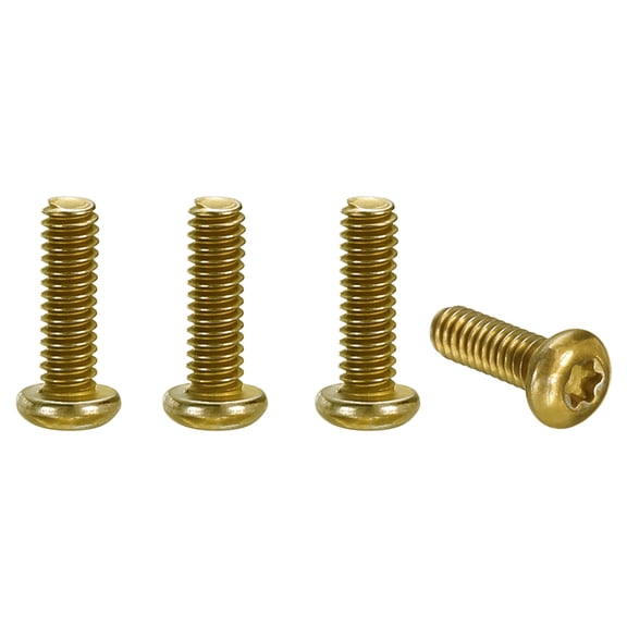 Uxcell 4pcs Pocket Clip Screws T6 Torx Head 2-56UCN 7.2mm Thread Length Folding Knife Fasteners Stainless Steel Electroplated Shaft Pivot Pins Screws for Blade Fixing, Gold