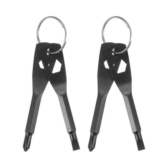 Uxcell 4pcs Portable Key Chain Screwdriver PH1 Phillips 4.8mm Slotted Multifunction Mini Key Screw Driver, Black