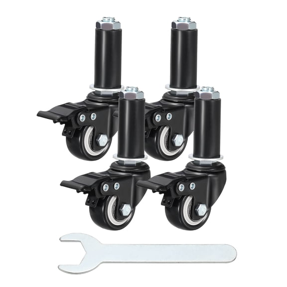 Uxcell 4pcs Prep Table Caster Wheels (1.5 Inch) - Heavy Duty Swivel Expanding Stem Casters with Brake for Commercial Kitchen Prep Tables Utility Cart Furniture Legs Worktable