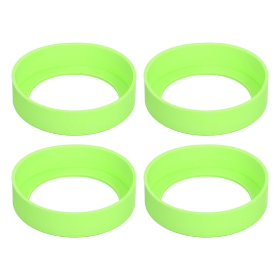 Uxcell 4pcs Protective Silicone Bottle Boot/Sleeve, Non slip Bottom Cover Cap for Water Bottle Green 80mm