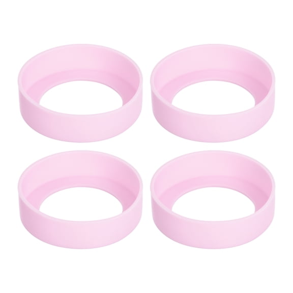 Uxcell 4pcs Protective Silicone Bottle Boot/Sleeve, Non slip Bottom Cover Cap for Water Bottle Light Purple 70mm