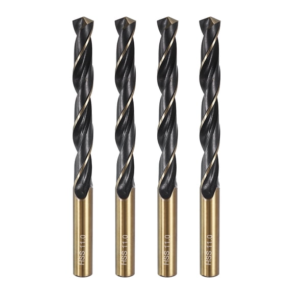 Uxcell 4pcs Reduced Shank Twist Drill Bit 11mm Dia 11mm Shank High SpeedSteel M2 Black and Gold Oxide Finish Drill Bits for DrillingHardMetals,StainlessSteel,Cast Iron