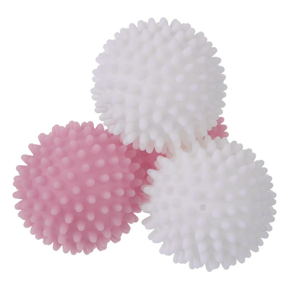 Uxcell 4pcs Reusable Laundry Dryer Balls for Fabric Softener Reduce Drying Time, White and Pink