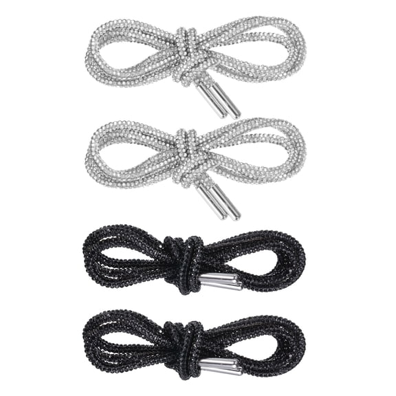 Uxcell 4pcs Rhinestone Shoe Laces 47" Length  Bling Crystal Shoe Laces for Sneakers, White & Black