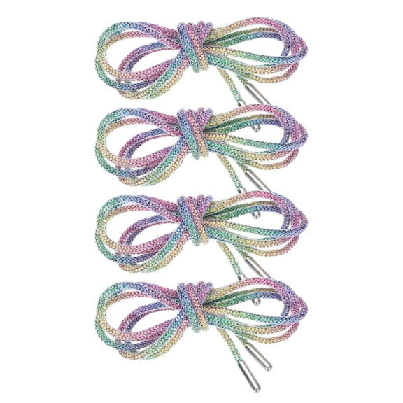 Uxcell 4pcs Rhinestone Shoe Laces with Net 55" Diamond Drawstring Cords Replacement for Sneakers, Rainbow Colored