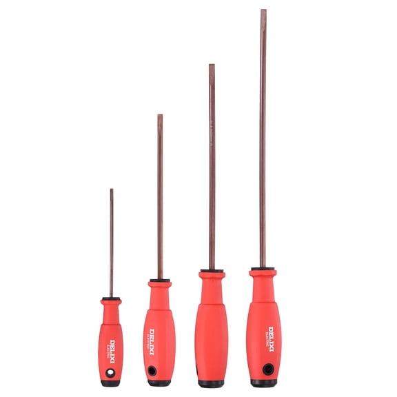 Uxcell 4pcs SL3+SL5+SL6+SL6 Slotted Screwdriver S2 Steel Magnetic Precision Screwdrivers Industrial Grade Screw Drivers Electrician Tool with Non-Slip Grip for Fastening Repairing