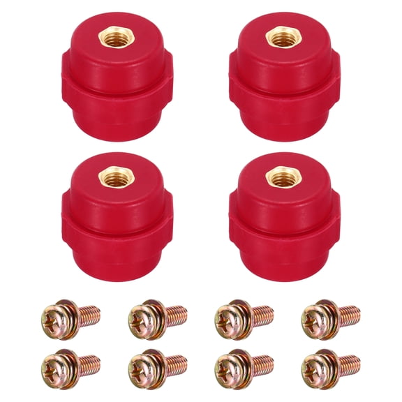 Uxcell 4pcs SM-30 Busbar Insulator, Polyester Standoff Insulators, High-Strength with M8 Screws, Studs, Washers for Power Distribution Cabinet