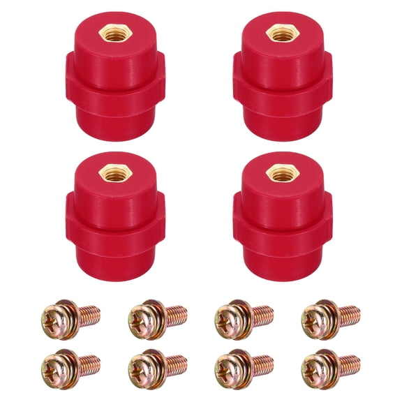 Uxcell 4pcs SM-35 Busbar Insulator, Polyester Standoff Insulators, High-Strength with M8 Screws, Studs, Washers for Power Distribution Cabinet