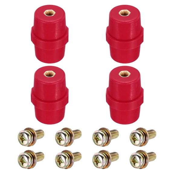 Uxcell 4pcs SM-51 Busbar Insulator, Polyester Standoff Insulators, High-Strength with M8 Screws, Studs, Washers for Power Distribution Cabinet