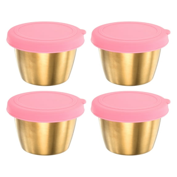 Uxcell 4pcs Salad Dressing Container, 2.4oz Leak Proof Condiment Cups Container for Picnic Travel, Pink